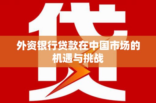 淄博外资银行贷款在中国市场的机遇与挑战