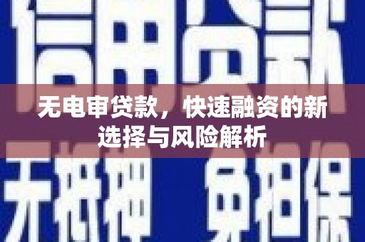 淄博无电审贷款，快速融资的新选择与风险解析